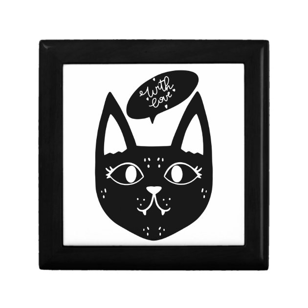 Scandinavian cat saying with love black and white gift box Zazzle