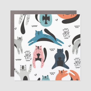 Scandinavian Cats: Vintage Textile Design. Car Magnet