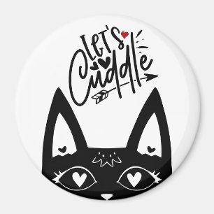 Scandinavian Ccat Lets Cuddle Black and White  Magnet