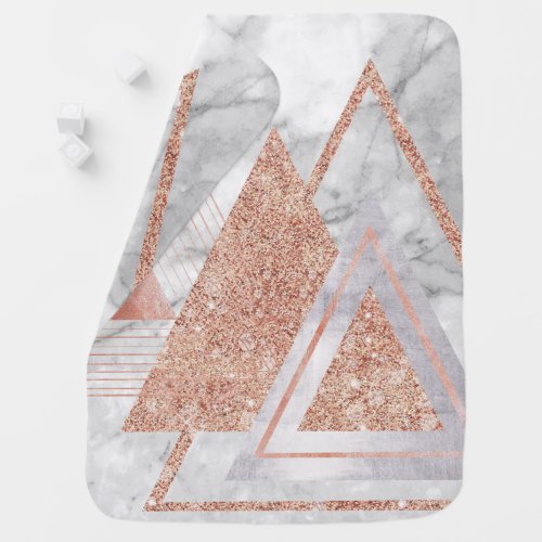 scandinavian chic rose gold geometric white marble baby blanket