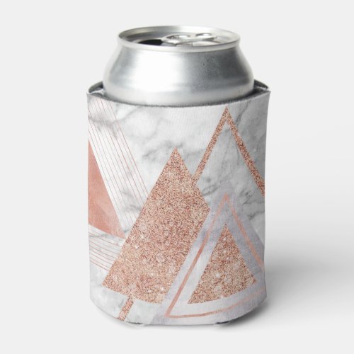 scandinavian chic rose gold geometric white marble can cooler