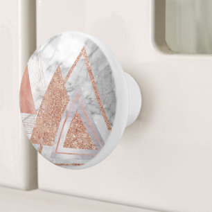scandinavian chic rose gold geometric white marble ceramic knob