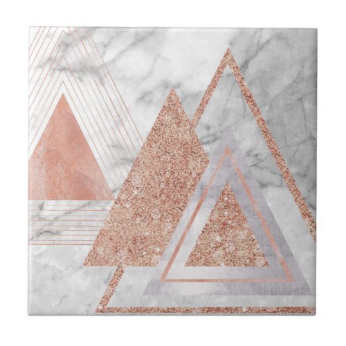 scandinavian chic rose gold geometric white marble ceramic tile