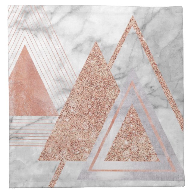 scandinavian chic rose gold geometric white marble cloth napkin (Front)