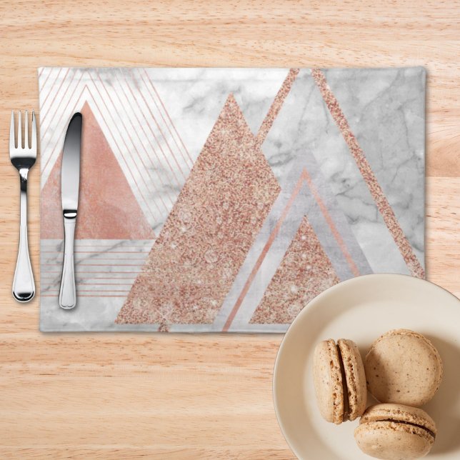 scandinavian chic rose gold geometric white marble cloth placemat (scandinavian chic rose gold geometric white marble cloth placemat)