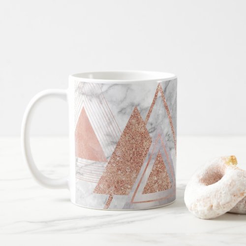 scandinavian chic rose gold geometric white marble coffee mug