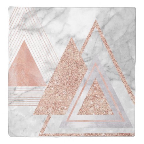 scandinavian chic rose gold geometric white marble duvet cover