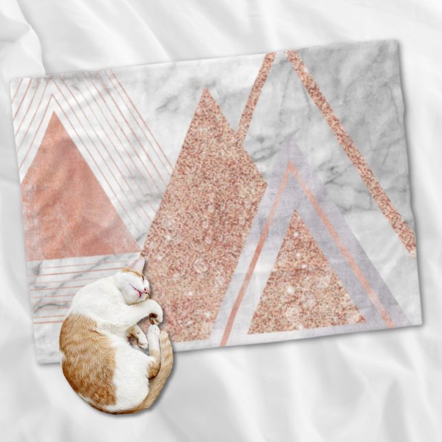 scandinavian chic rose gold geometric white marble fleece blanket (scandinavian chic rose gold geometric white marble fleece blanket)