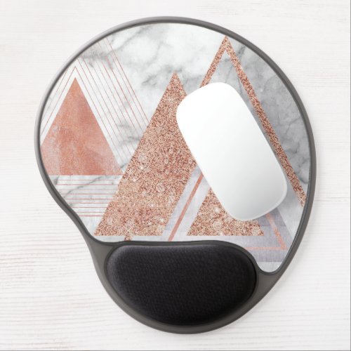scandinavian chic rose gold geometric white marble gel mouse pad