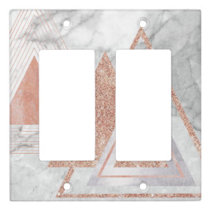 scandinavian chic rose gold geometric white marble light switch cover