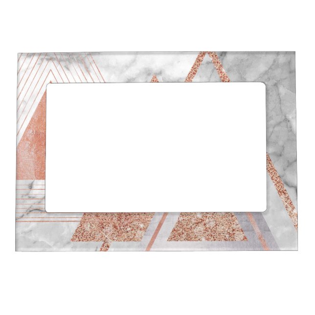 scandinavian chic rose gold geometric white marble magnetic frame (Front)