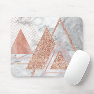 scandinavian chic rose gold geometric white marble mouse pad