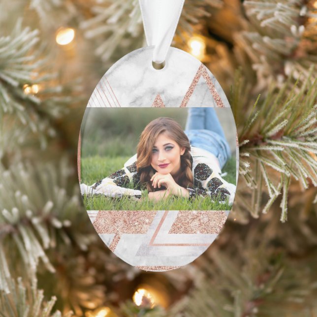 scandinavian chic rose gold geometric white marble ornament (Tree)