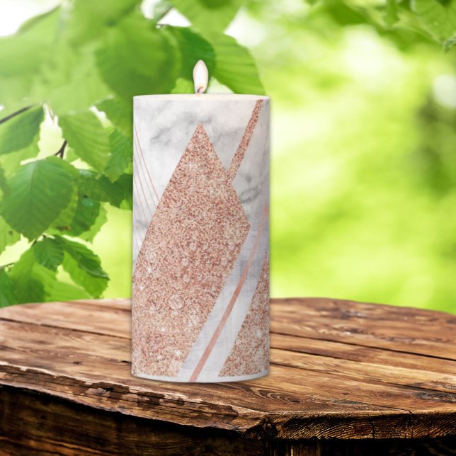 scandinavian chic rose gold geometric white marble pillar candle (scandinavian chic rose gold geometric white marble pillar candle)