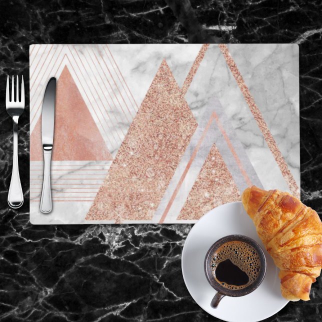 scandinavian chic rose gold geometric white marble placemat (scandinavian chic rose gold geometric white marble placemat)