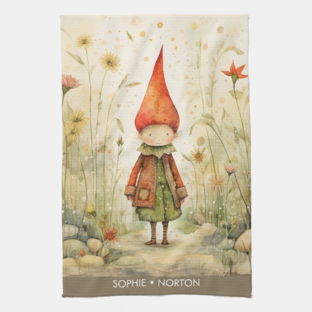 Scandinavian christmas autumn gnome kitchen towel (Vertical)