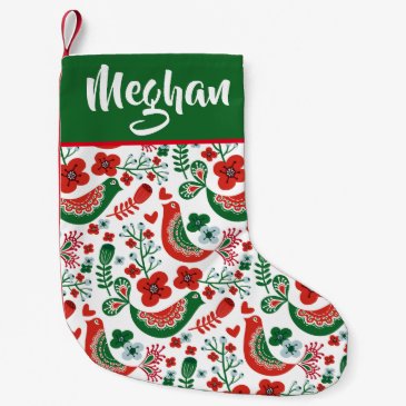 Scandinavian Christmas Bird Pattern - Personalized