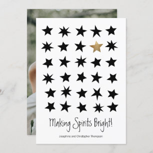 Scandinavian Christmas Black Gold Star Photo Invitation