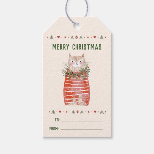 Scandinavian Christmas Cat Gift Tags