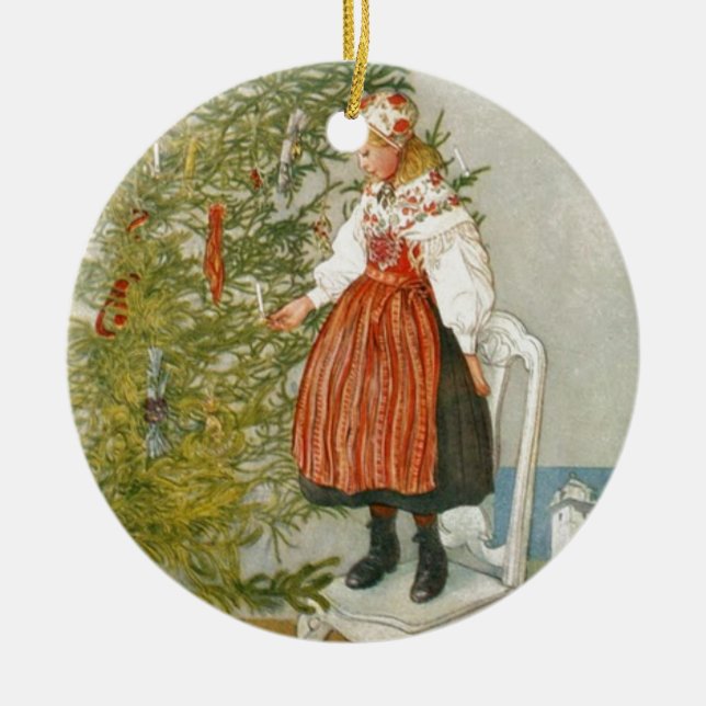 Scandinavian Christmas Ceramic Ornament (Front)