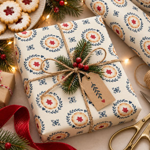 Scandinavian Christmas Cookie Pattern Wrapping Paper