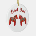 Scandinavian Christmas Dala Horse God Jul! Custom Ceramic Ornament | Zazzle
