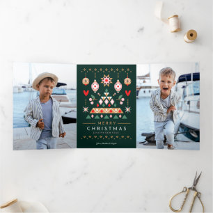 Scandinavian Christmas Design Tri-Fold Holiday Card