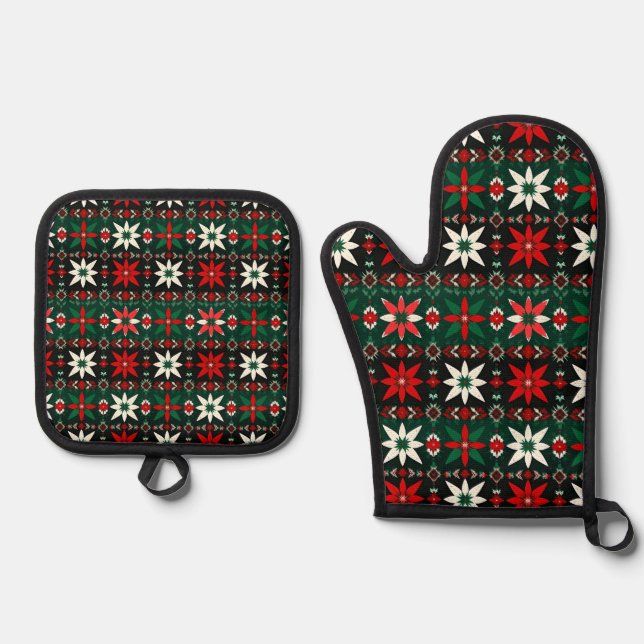 Scandinavian Christmas Edition 3 Oven Mitt & Pot Holder Set (Front)