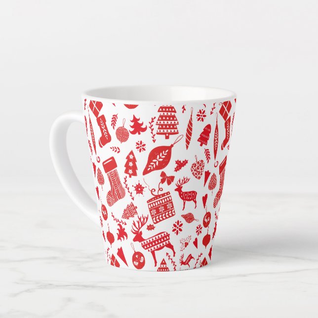 Scandinavian Christmas Festive Latte Mug (Left Angle)