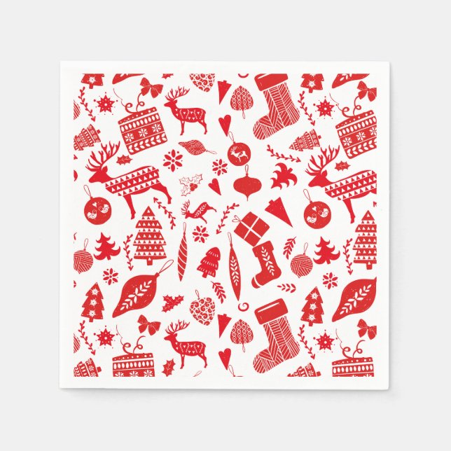 Scandinavian Christmas Festive Napkins (Front)