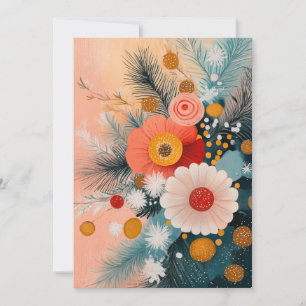 Scandinavian Christmas Floral Holiday Card