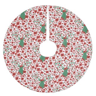 Scandinavian Christmas Floral Pattern with Antlers