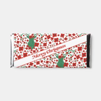 Scandinavian Christmas Floral Pattern with Antlers