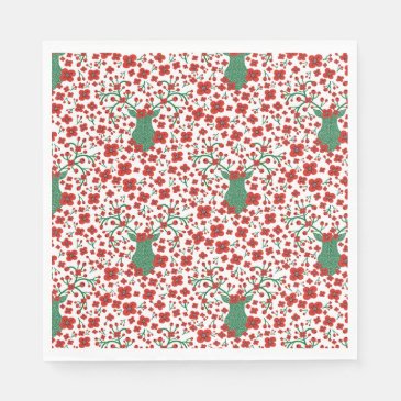 Scandinavian Christmas Floral Pattern with Antlers