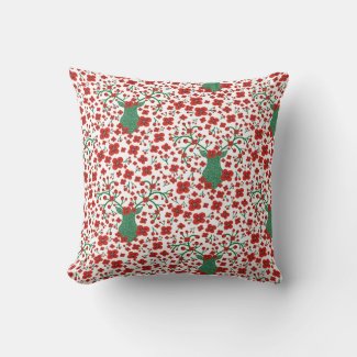 Scandinavian Christmas Floral Pattern with Antlers