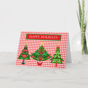 Scandinavian Christmas Folk Trees Card