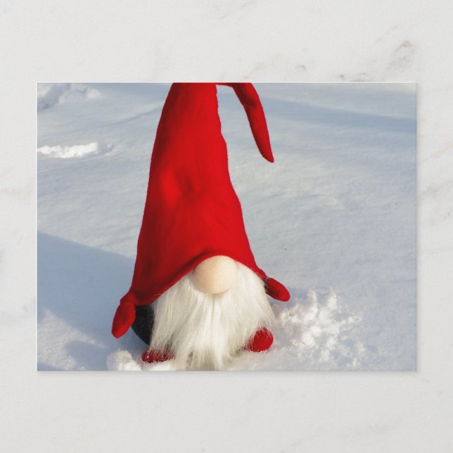 Scandinavian Christmas Gnome Holiday Postcard (Front)