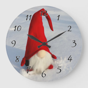 Scandinavian Christmas Gnome Large Clock