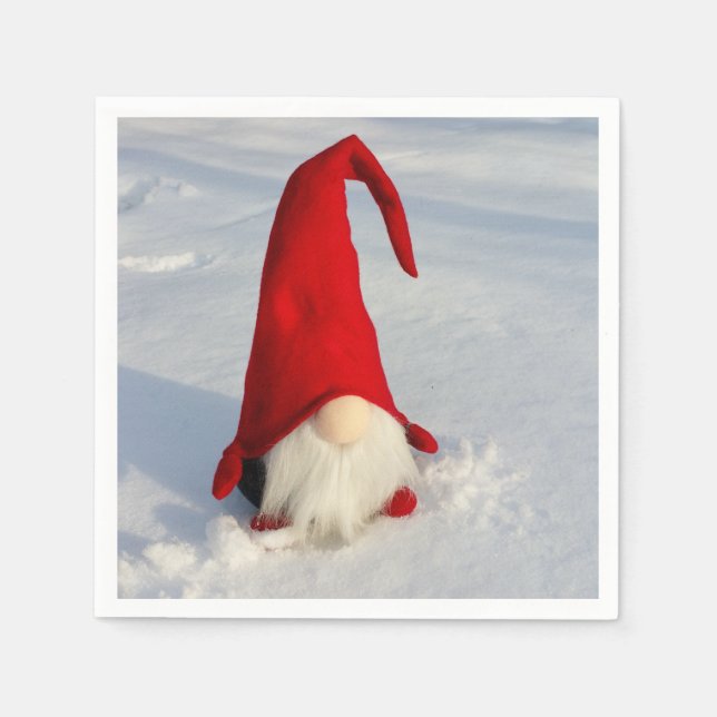 Scandinavian Christmas Gnome Paper Napkins (Front)