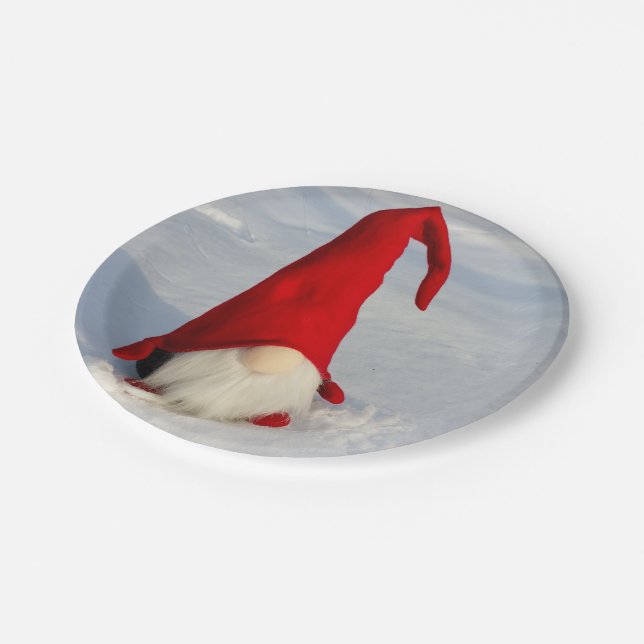 Scandinavian Christmas Gnome Paper Plates (Angled)
