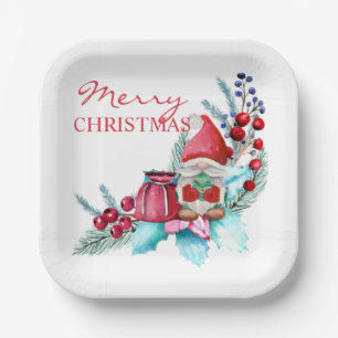 Scandinavian Christmas Gnome  Paper Plates