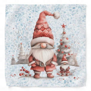 Scandinavian Christmas Gnome Red Berries Bandana