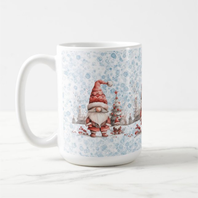 Scandinavian Christmas Gnome Red Berries Coffee Mug (Left)