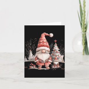 Scandinavian Christmas Gnome Red Berries T Shirt Card
