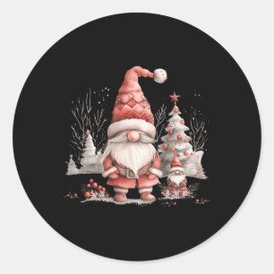 Scandinavian Christmas Gnome Red Berries T Shirt Classic Round Sticker