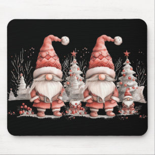 Scandinavian Christmas Gnome Red Berries T Shirt Mouse Pad