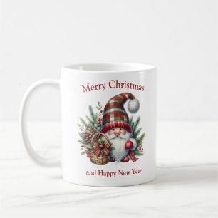 Scandinavian Christmas gnome with plaid hat Coffee Mug