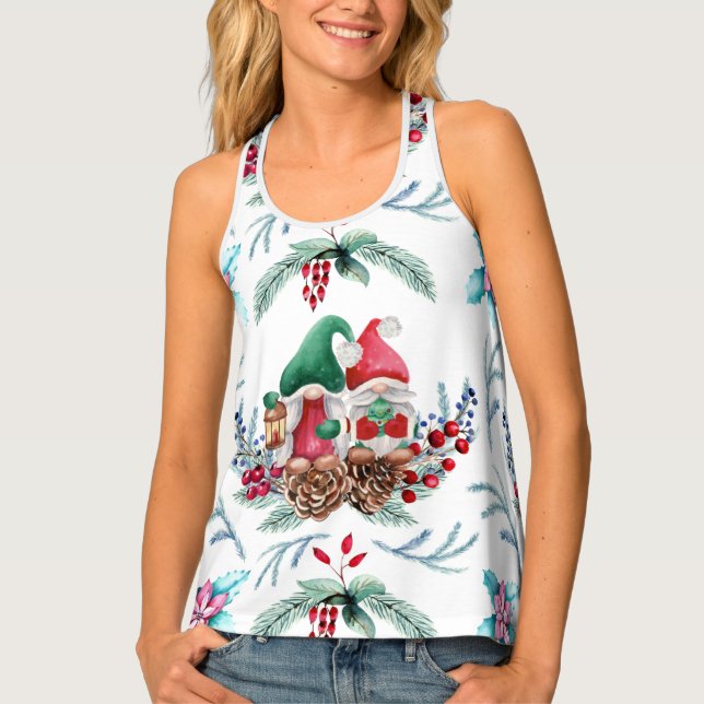 Scandinavian Christmas Gnomes  Tank Top (Front)