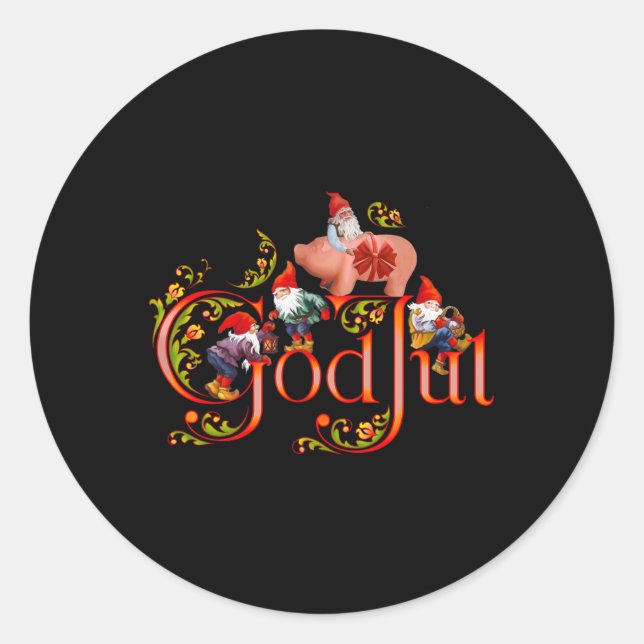 Scandinavian Christmas God Jul Marzipan Pig  Classic Round Sticker (Front)