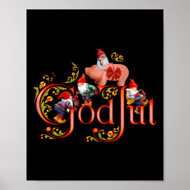 Scandinavian Christmas God Jul Marzipan Pig  Poster (Front)